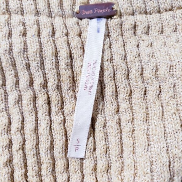 Free People Sweater Oversized Womens Small V Neck Tunic Long Sleeve Beige - Picture 9 of 12
